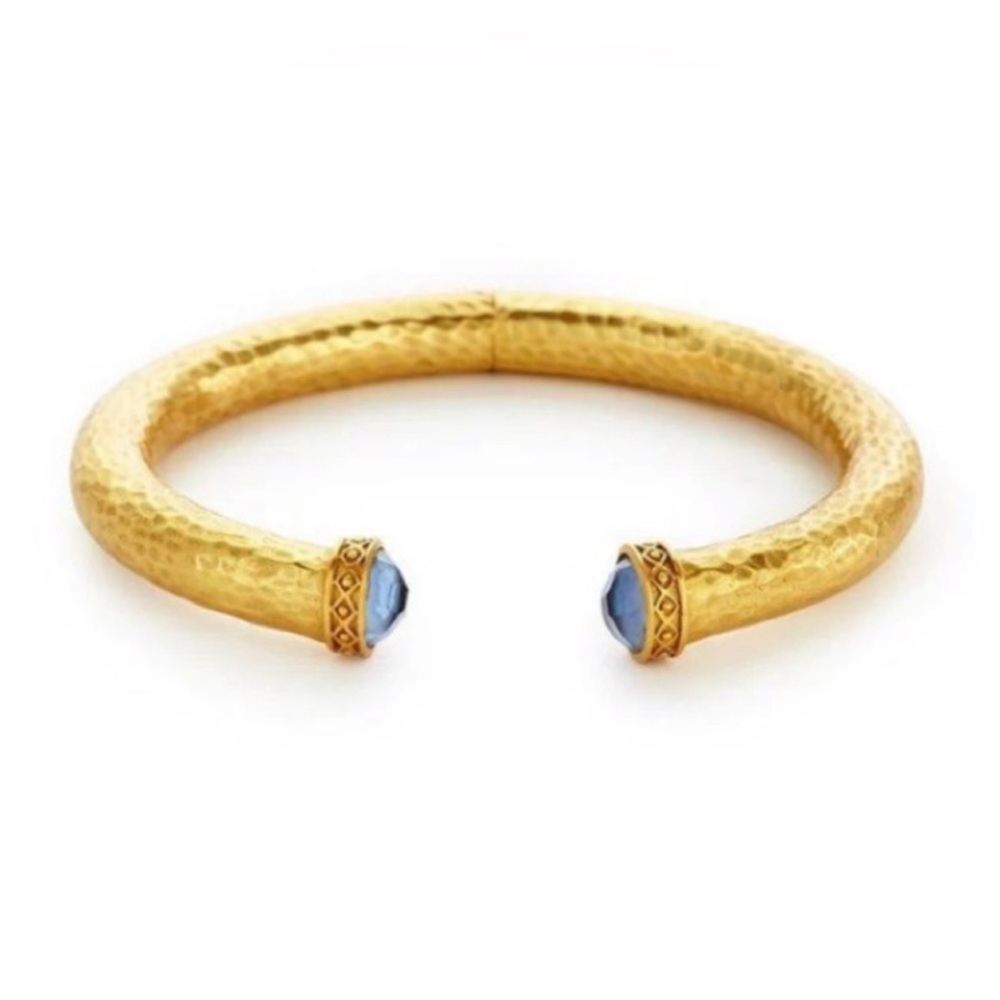 NWT Authentic Luxury Summer Spring Julie Vos Iridescent Charcoal Blue Hinge Cuff